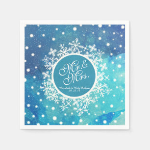 Persoonlijke wintersneeuwvlokken bruiloft   Napkin Servetten