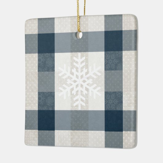 Persoonlijke wintersopflake Blauwe kerstmis Keramisch Ornament (Links)