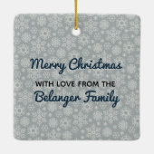 Persoonlijke wintersopflake Blauwe kerstmis Keramisch Ornament (Achterkant)