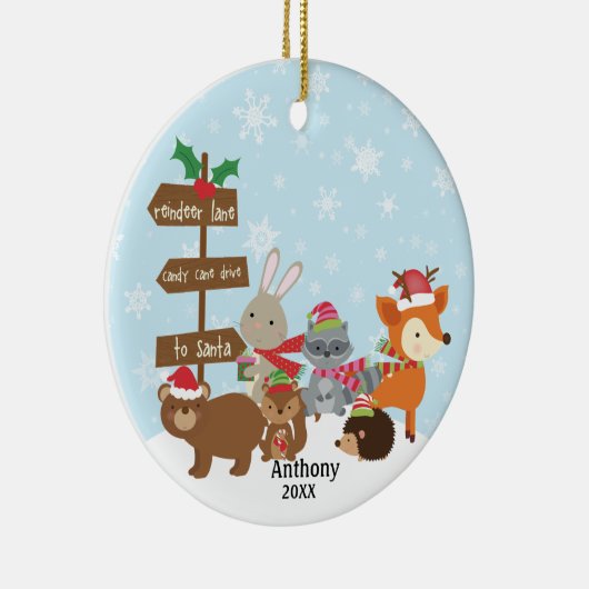 Persoonlijke winterWoodlanddieren Keramisch Ornament (Rechts)