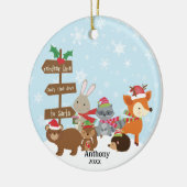 Persoonlijke winterWoodlanddieren Keramisch Ornament (Links)