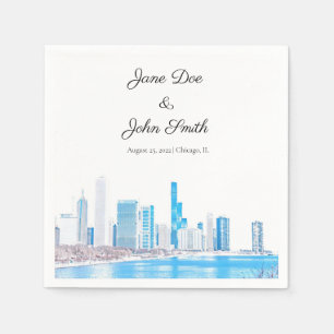Persoonlijke Wintery Chicago Skyline Servet