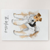 Persoonlijke Wire Fox Terrier Aquarel Hond Foto Legpuzzel (Horizontaal)