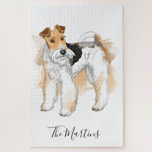 Persoonlijke Wire Fox Terrier Aquarel Hond Foto Legpuzzel (Verticaal)