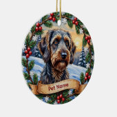 Persoonlijke Wirehaired Pointing Griffon Kerst Keramisch Ornament (Rechts)