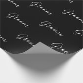 Persoonlijke Wit manuscript Elegant Name Groom Cadeaupapier (Hoek)