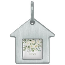 Persoonlijke Witte Bloem Bruiloft Huisdier Label