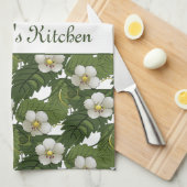Persoonlijke Witte Bloem Theedoek (Quarter Fold)