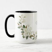 Persoonlijke witte bloemenmok, elegante aangepaste mok (Links)