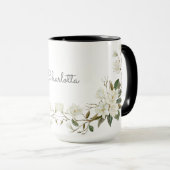 Persoonlijke witte bloemenmok, elegante aangepaste mok (Voorkant rechts)