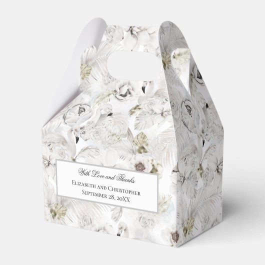 Persoonlijke witte bloemenszwanen bruiloft bedankdoosjes (Voorkant Zijde)