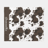 Persoonlijke witte bruine cowhide print fleece deken (Voorkant (Horizontaal))