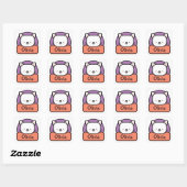 Persoonlijke witte cartoonkat vierkante sticker (Vel)