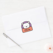 Persoonlijke witte cartoonkat vierkante sticker (Envelop)