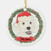 Persoonlijke witte cream Doodle Kerstmis Keramisch Ornament (Voorkant)