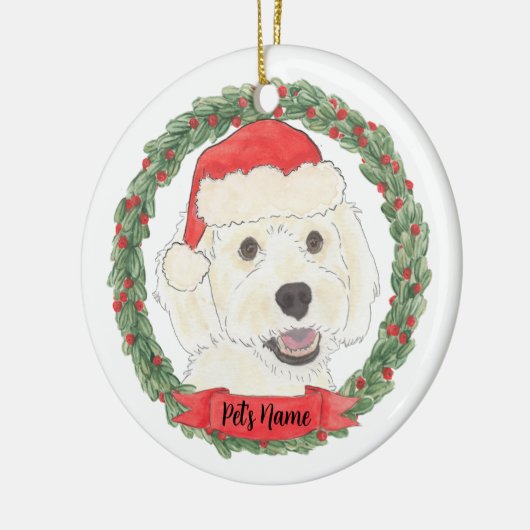 Persoonlijke witte cream Doodle Kerstmis Keramisch Ornament (Links)