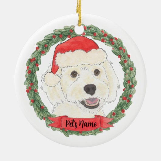 Persoonlijke witte cream Doodle Kerstmis Keramisch Ornament (Achterkant)