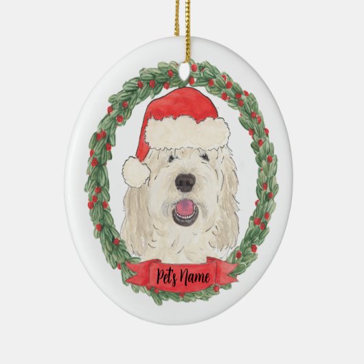 Persoonlijke Witte Crème Doodle Kerstmis Keramisch Ornament (Rechts)