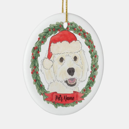 Persoonlijke Witte Crème Doodle Kerstmis Keramisch Ornament (Rechts)