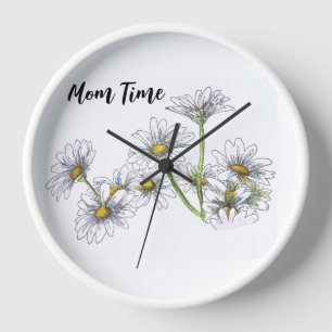 Persoonlijke witte Daisy Clock