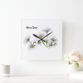 Persoonlijke witte Daisy Clock Vierkante Klok (Huis)