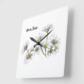 Persoonlijke witte Daisy Clock Vierkante Klok (Hoek)