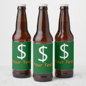 Persoonlijke Witte Dollar $teken Groene Bierfles Bier Etiket (Flessen)
