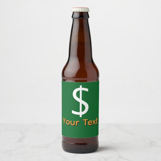 Persoonlijke Witte Dollar $teken Groene Bierfles Bier Etiket (Voorkant)
