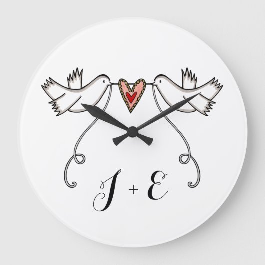 Persoonlijke witte doven bruiloft Gift Acrylische  Grote Klok (Voorkant)