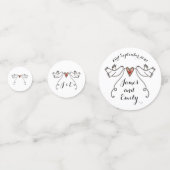 Persoonlijke witte doven en liefdeshart confetti (Voorkanten)