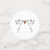 Persoonlijke witte doven en liefdeshart confetti (Kleine voorkant)