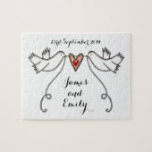 Persoonlijke Witte Doves Weddenschap Jigzaag Puzzl Legpuzzel (Horizontaal)