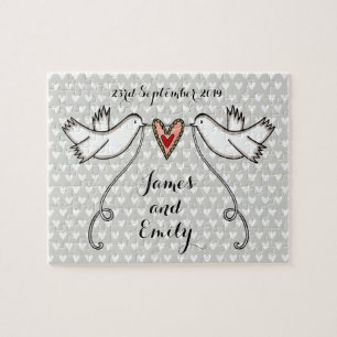 Persoonlijke Witte Doves Weddenschap Jigzaag Puzzl Legpuzzel