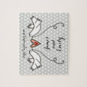 Persoonlijke Witte Doves Weddenschap Jigzaag Puzzl Legpuzzel (Verticaal)