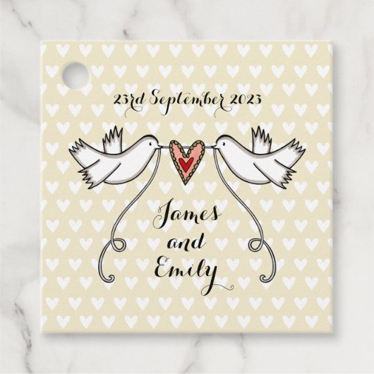 Persoonlijke Witte Doves Weddenschap voor Labels (Voorkant)