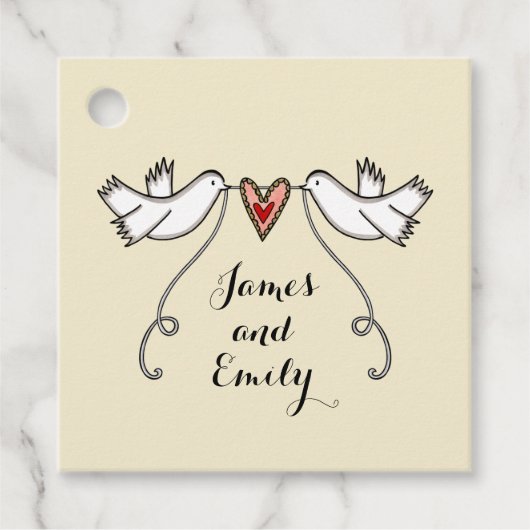 Persoonlijke Witte Doves Weddenschap voor Labels (Voorkant)