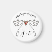 Persoonlijke Witte Doves Wedding Magnet Favor (Voorkant)