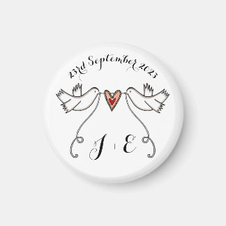 Persoonlijke Witte Doves Wedding Magnet Favor