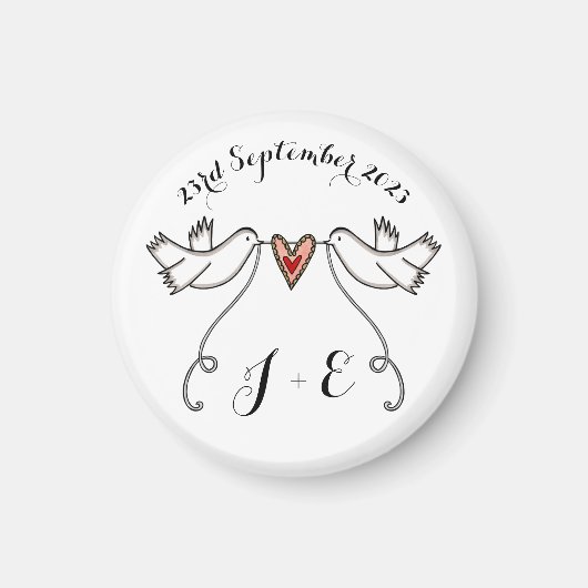 Persoonlijke Witte Doves Wedding Magnet Favor (Voorkant)