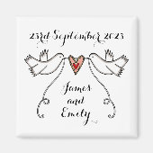 Persoonlijke Witte Doves Wedding Magnet Favor (Voorkant)
