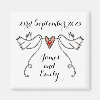 Persoonlijke Witte Doves Wedding Magnet Favor