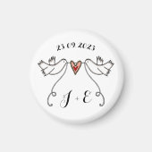 Persoonlijke Witte Doves Wedding Magnet Favor (Voorkant)