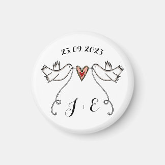Persoonlijke Witte Doves Wedding Magnet Favor