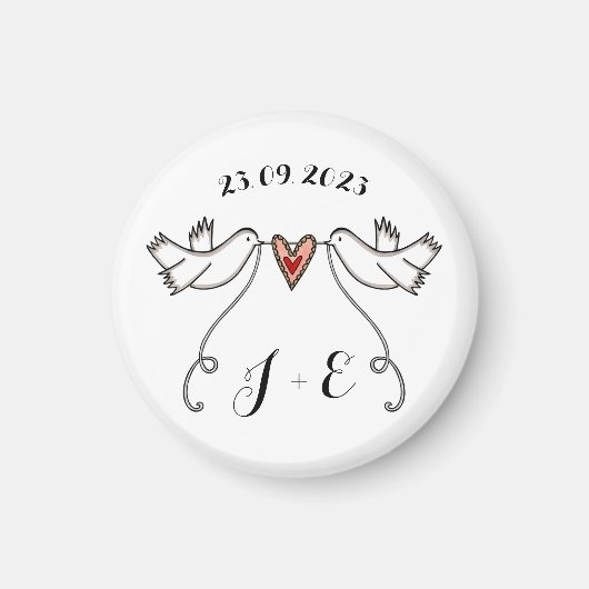 Persoonlijke Witte Doves Wedding Magnet Favor (Voorkant)