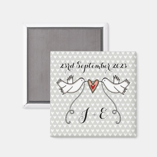 Persoonlijke Witte Doves Wedding Magnet Favor (Voorkant / Achterkant)