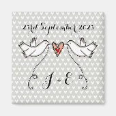 Persoonlijke Witte Doves Wedding Magnet Favor (Voorkant)