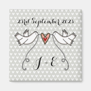 Persoonlijke Witte Doves Wedding Magnet Favor