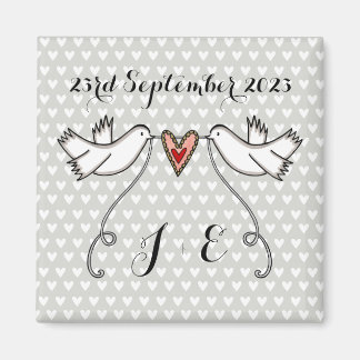 Persoonlijke Witte Doves Wedding Magnet Favor