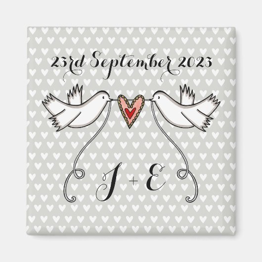 Persoonlijke Witte Doves Wedding Magnet Favor (Voorkant)