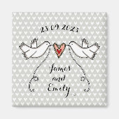 Persoonlijke Witte Doves Wedding Magnet Favor (Voorkant)